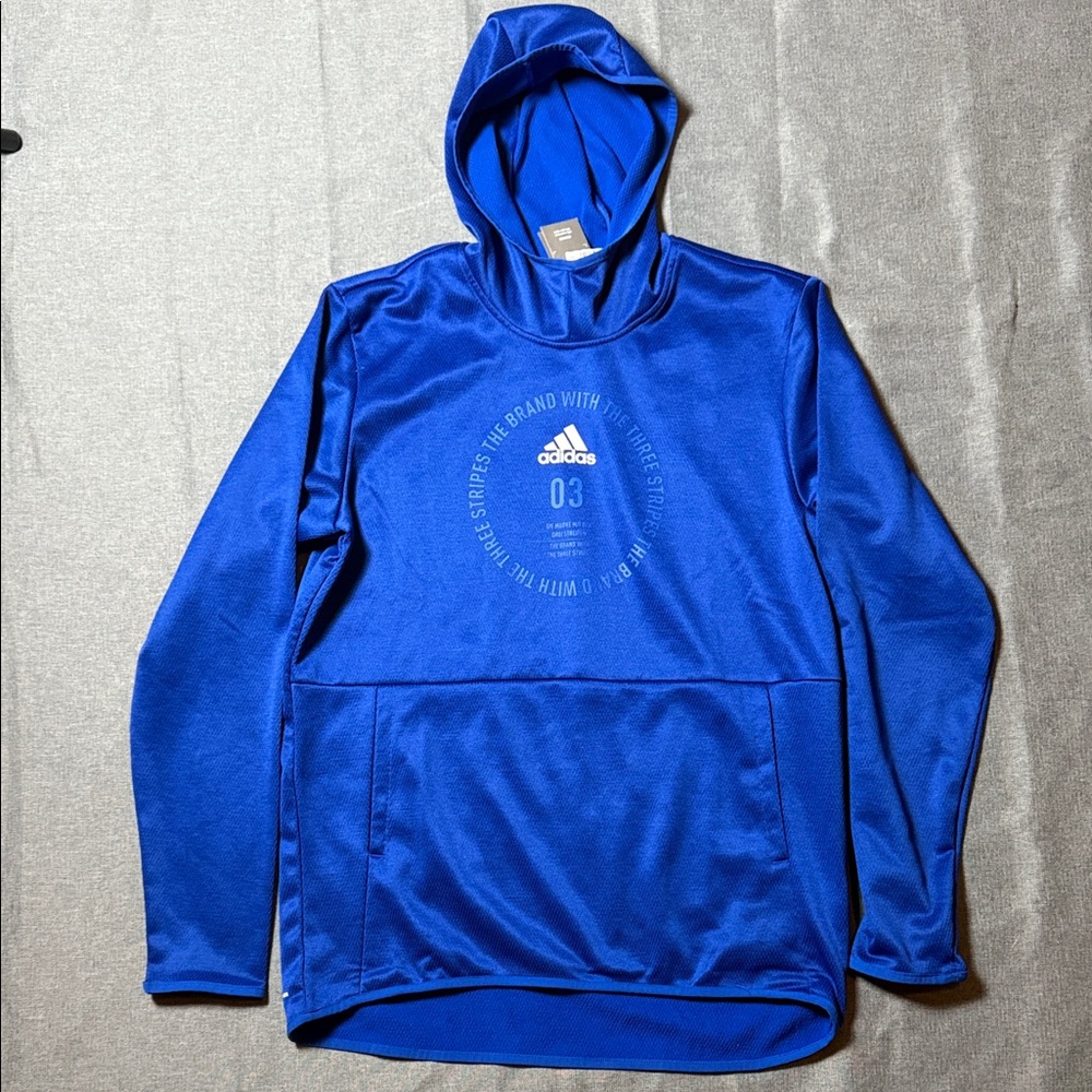 Adidas Sport Hoodie‎ with Team Issue Badge Royal / Heather / White, Large